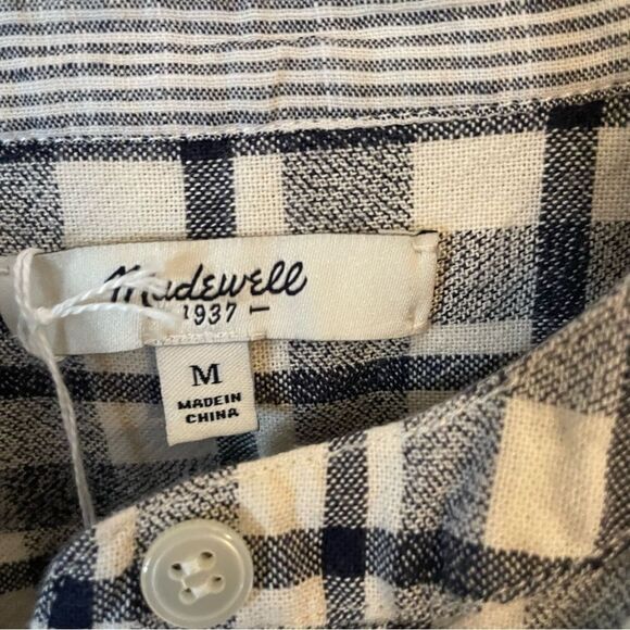 MADEWELL FLANNEL, WHITE/NAVY Sz Medium (1013) - Picture 2 of 4